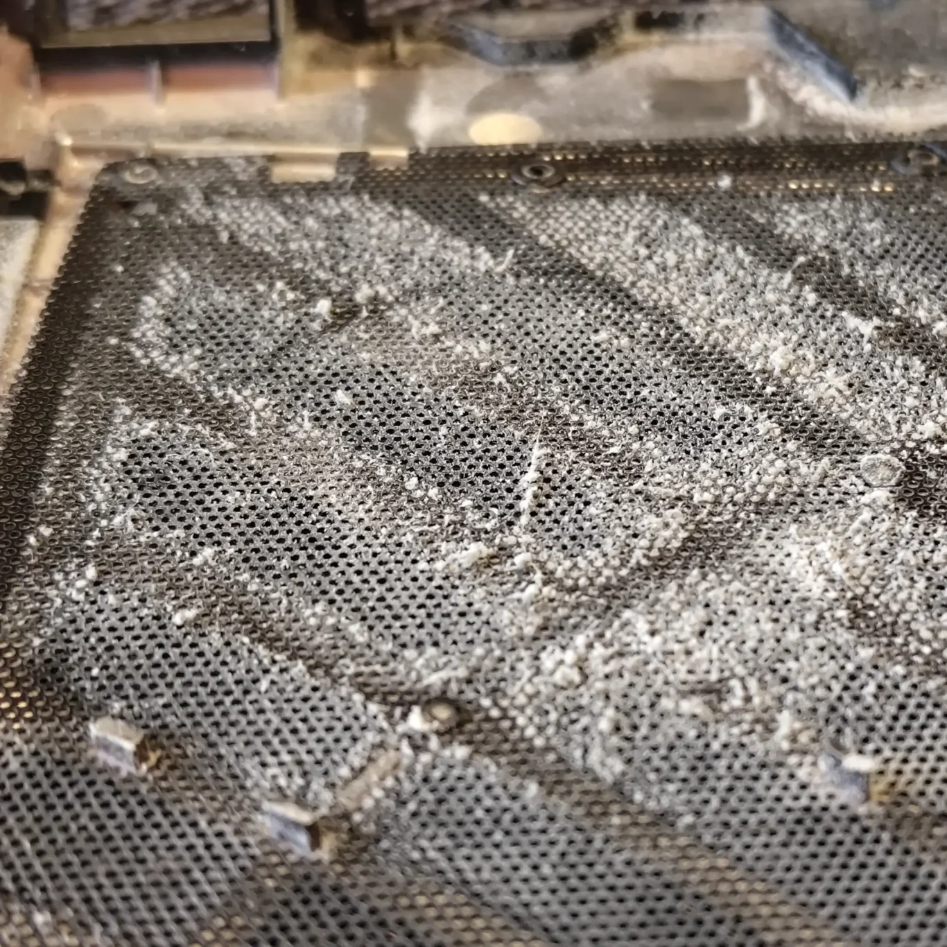 Internal View Of A Dusty Laptop Cooling Path That Looks Clean From The Outside