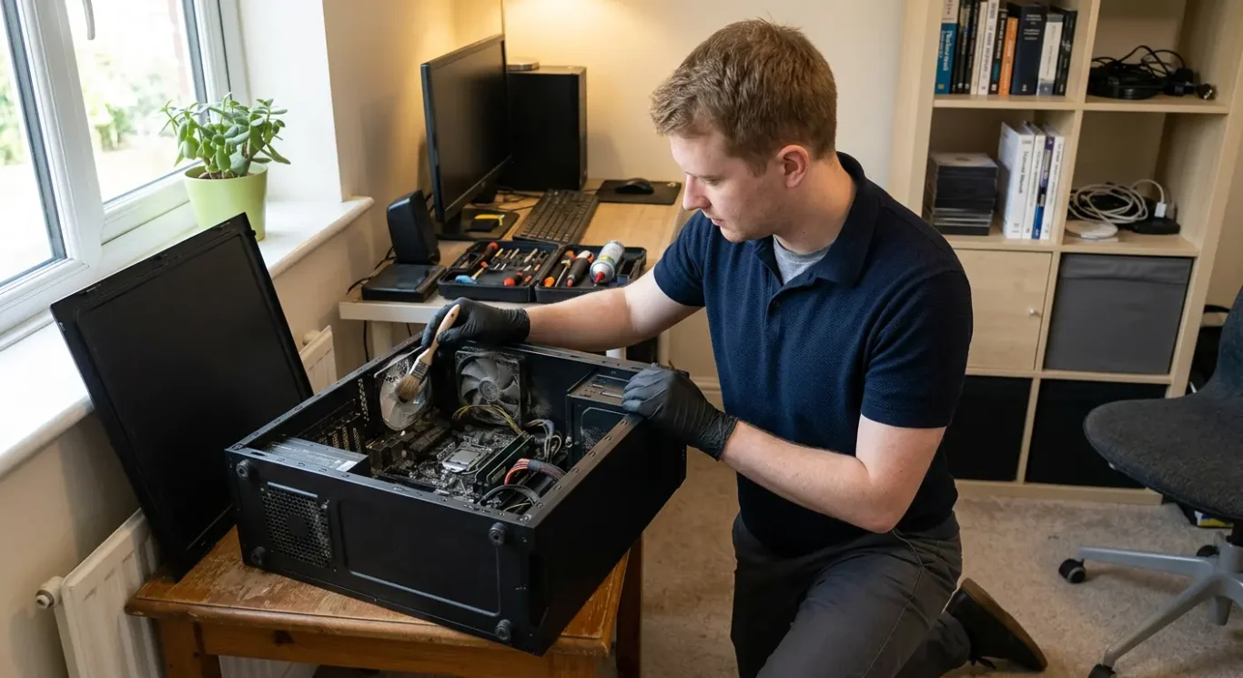 Can it be done at home, or does the desktop need to be taken away?