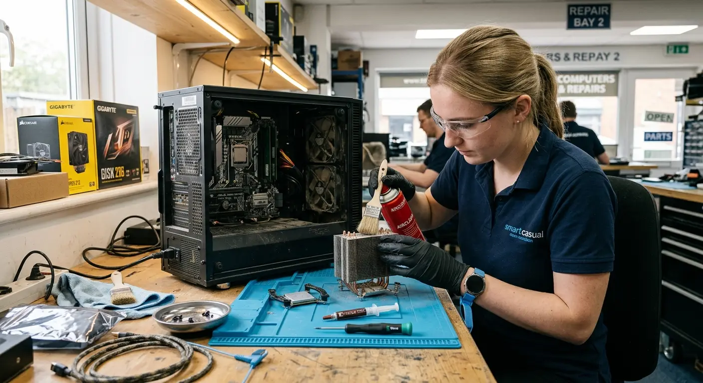 How often should computers be cleaned and repasted
