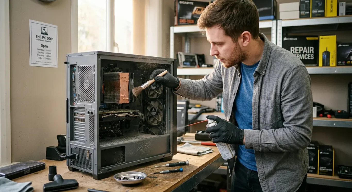 What gets cleaned during a proper desktop service