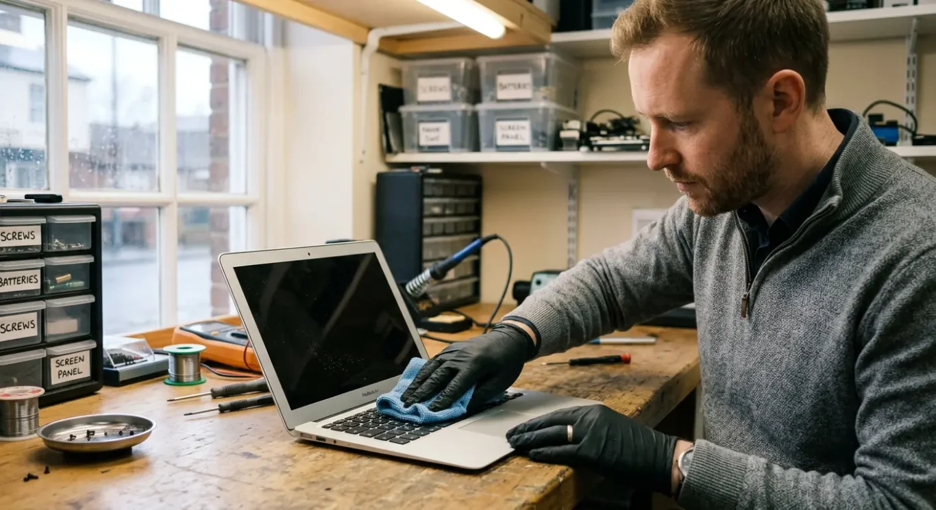 What is safe to clean without opening the laptop