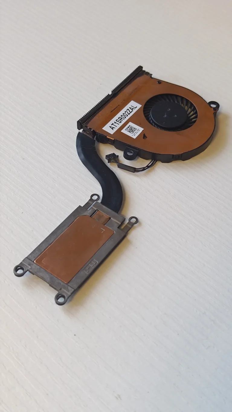 Removed Dell Latitude fan and copper heat-pipe assembly