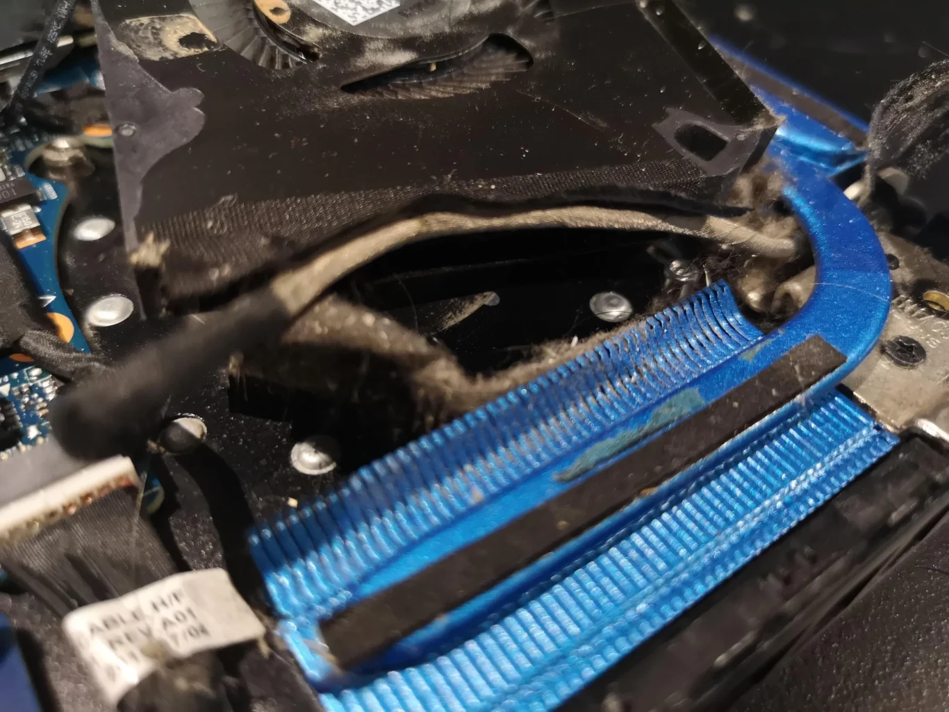 Lint across bright blue heatsink fin outlets in Predator Helios 300